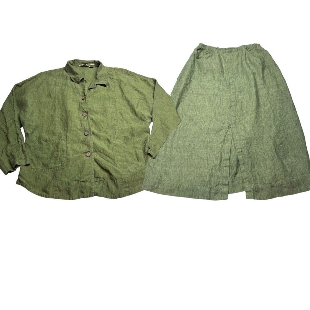 FLAX Jeanne Engelhart Linen 2 Piece Top Maxi Skirt Set